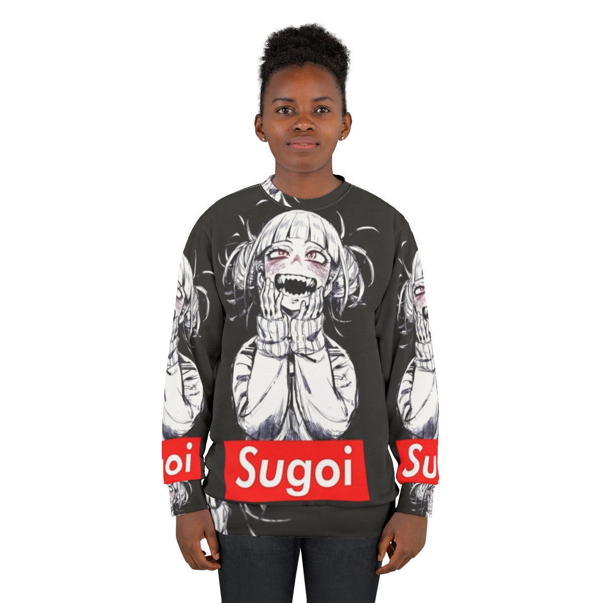 Anime Sugoi Sweatshirt with Hentai Meme Graphic - women