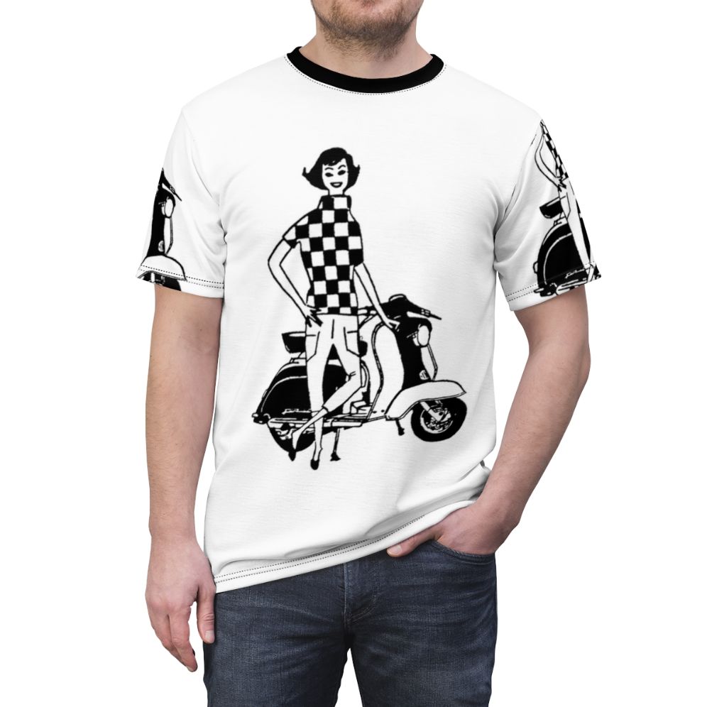 Retro Lambretta Li Series 1 Checkered Top T-Shirt - men front