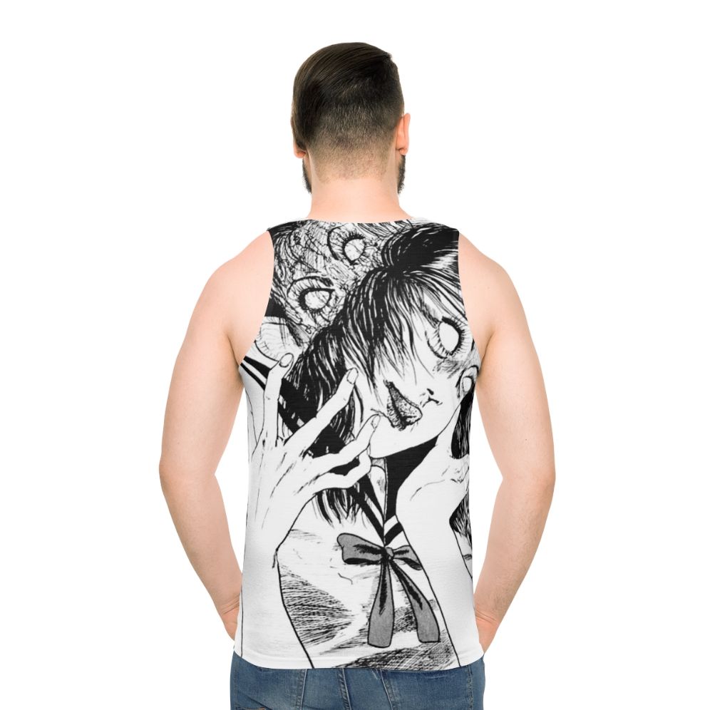 Monochrome horror manga anime junji ito unisex tank top - men back