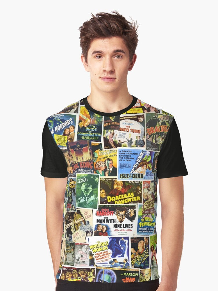 Vintage horror graphic t-shirt featuring classic horror movie characters and designs - Men