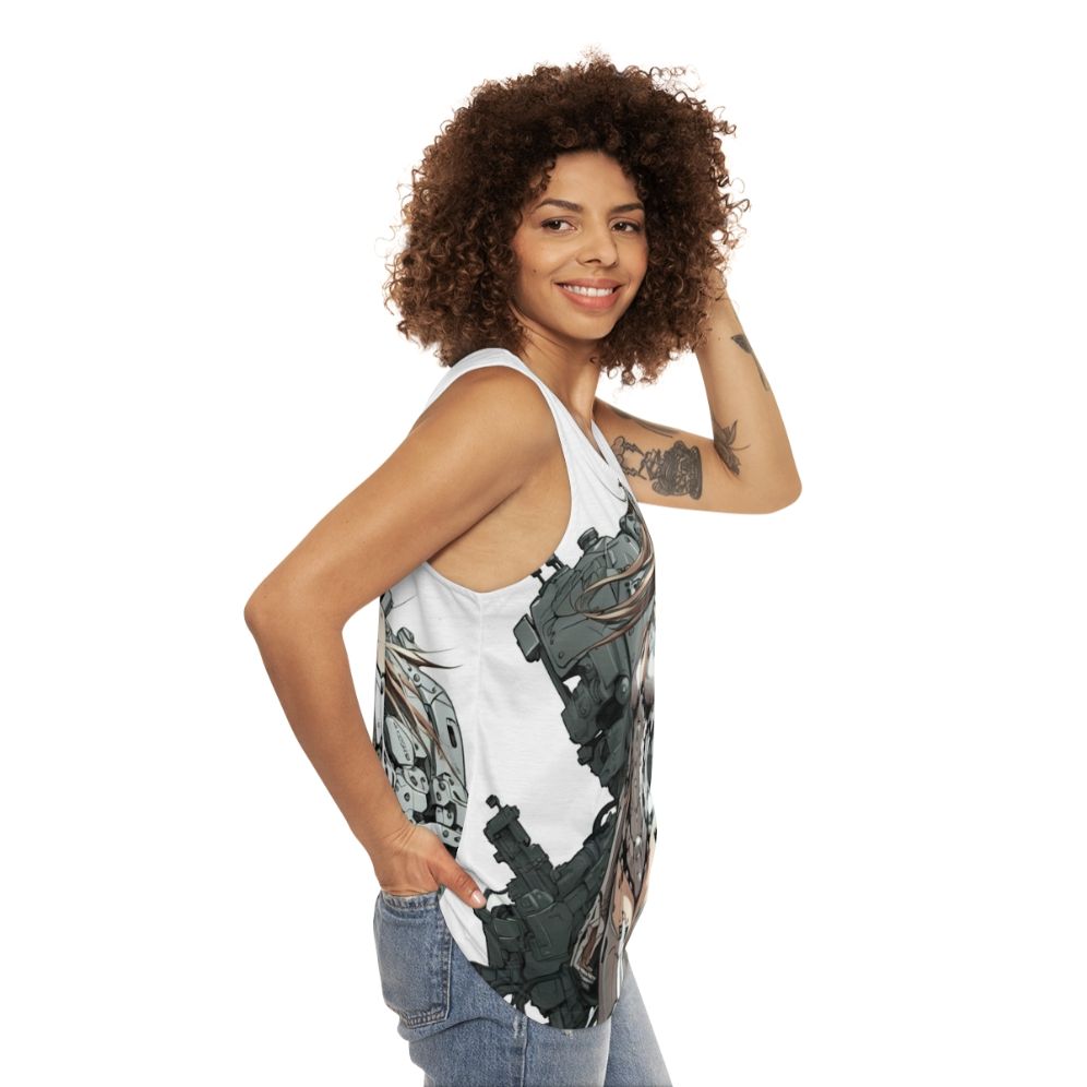 Armored anime girl in a unisex tank top - women side