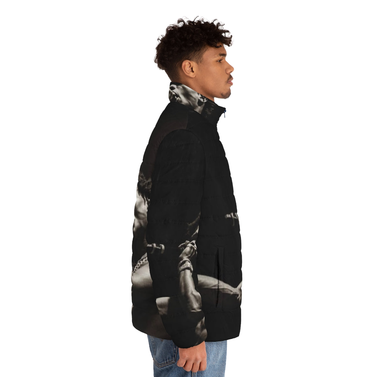 Lil Baby Street Gossip Puffer Jacket, a stylish winter coat for hip hop fans - men side right