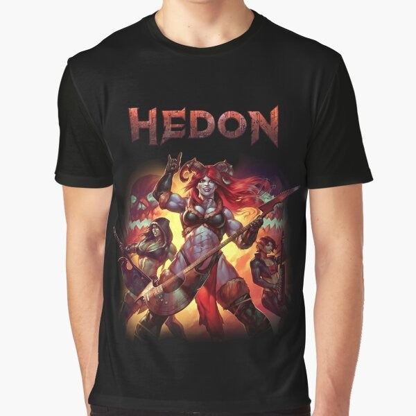 HEDON album cover art graphic t-shirt featuring fantasy characters and elements