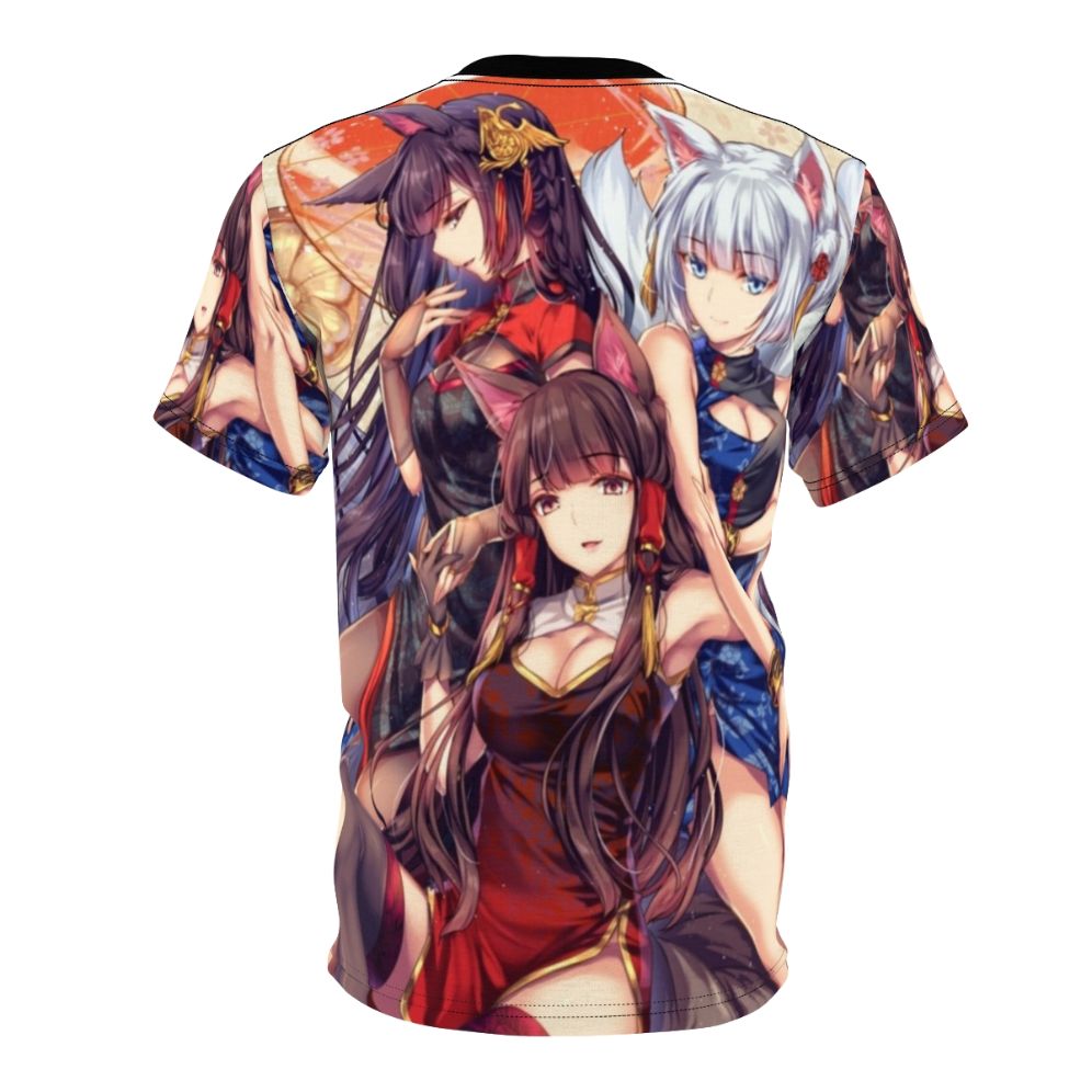 Anime-style illustration of the Sakura Empire shipgirls from the video game Azur Lane on a t-shirt - Back