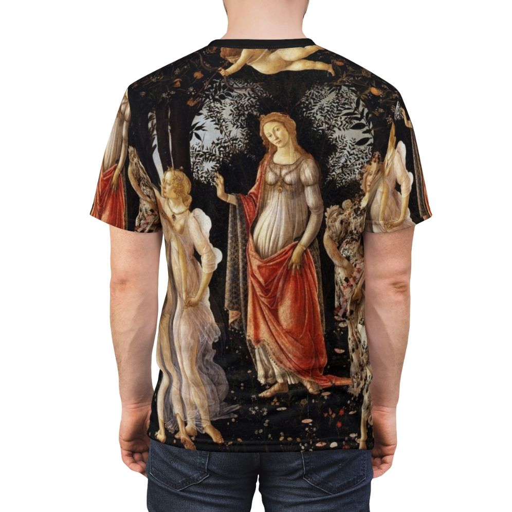 Sandro Botticelli inspired Primavera painting on a high-quality AOP t-shirt - men back