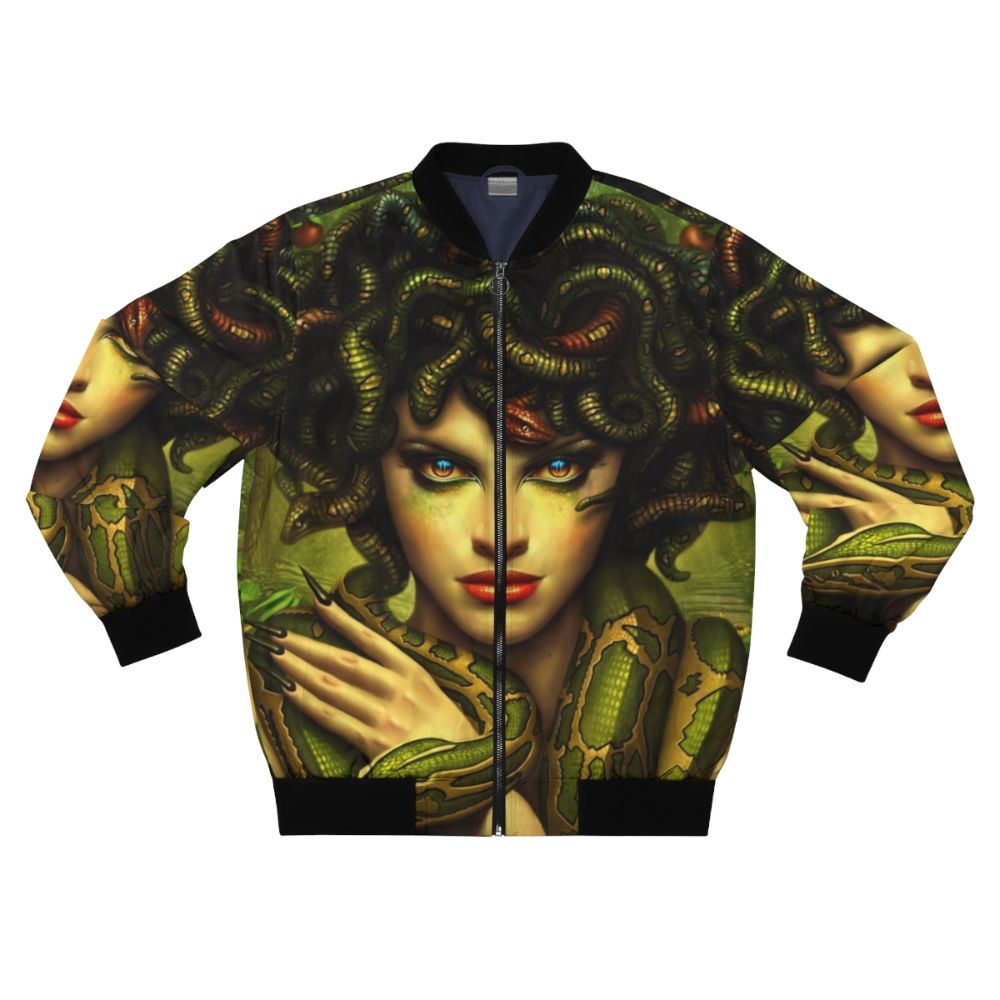 Enchanting Medusa Bomber Jacket with Mythical Greek Gorgon Design