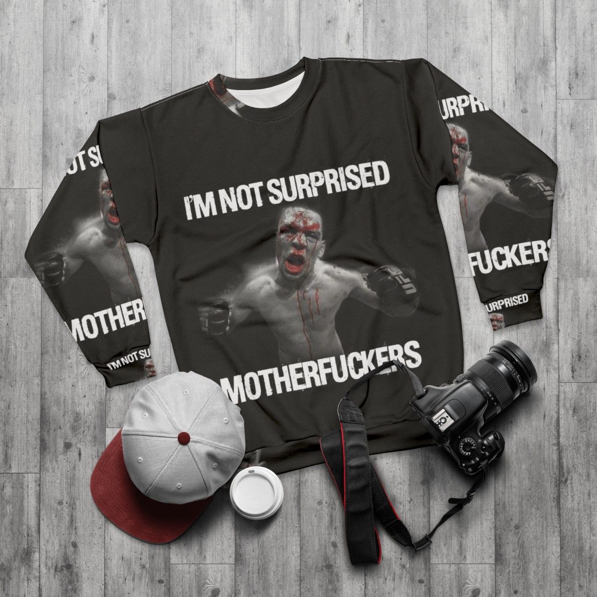 Nate Diaz "Surprise Surprise" UFC Fighter Sweatshirt - flat lay