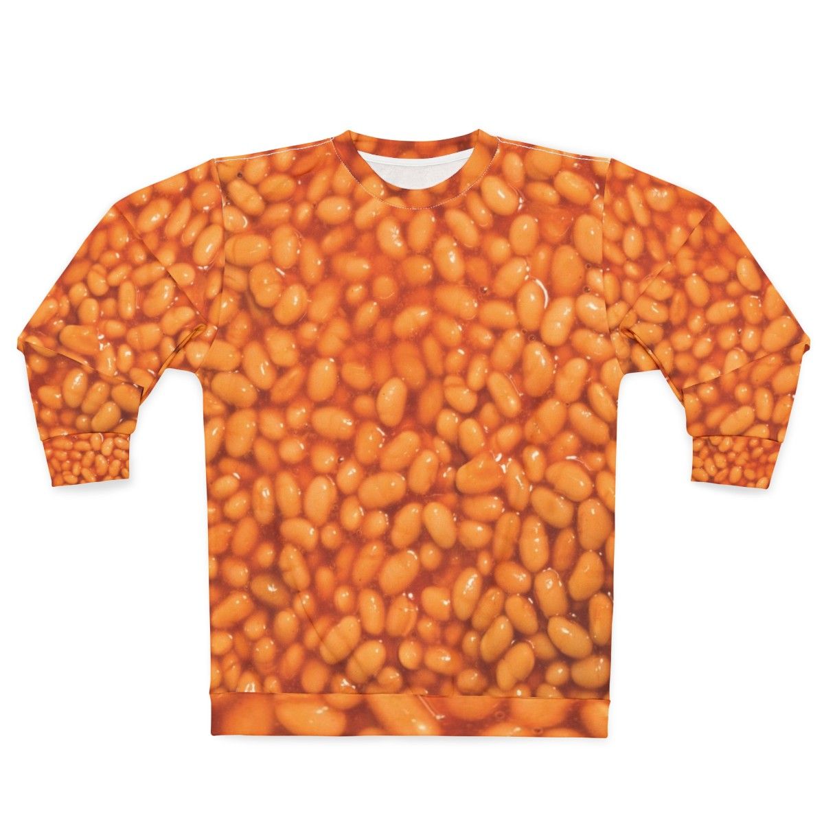 Baked beans sweatshirt with a humorous and ironic design