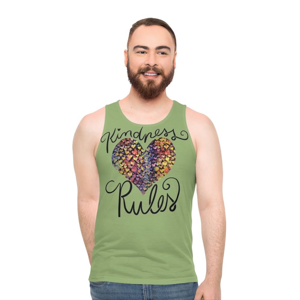 Unisex rainbow heart kindness tank top - men