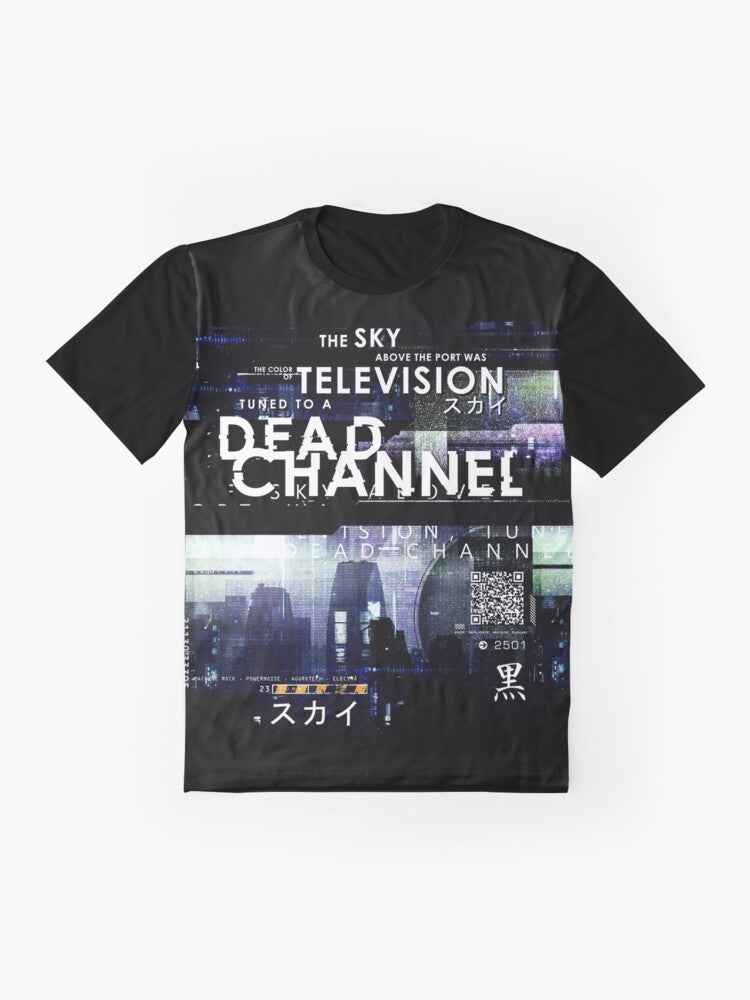 Cyberpunk graphic t-shirt with science fiction and tech design - Flat lay