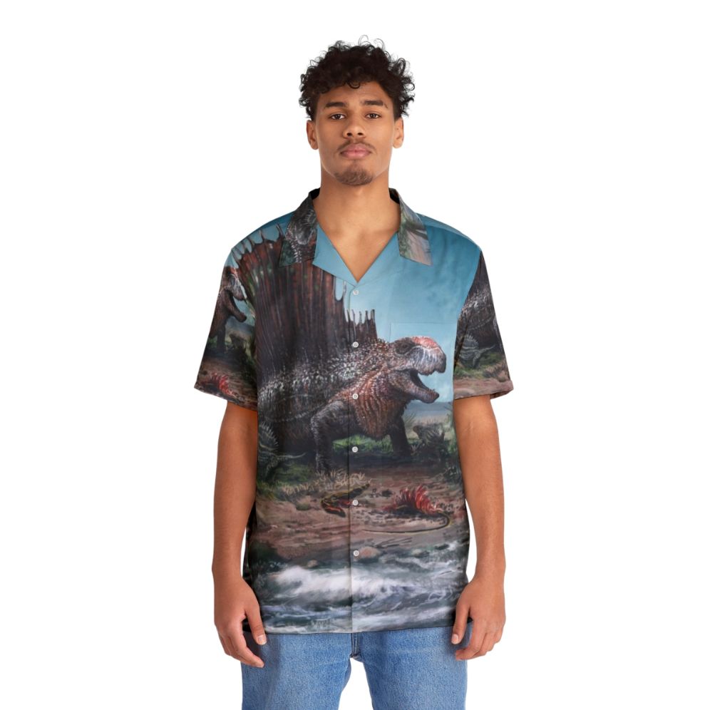 Dimetrodon Hawaiian Shirt with prehistoric reptile design - People Front