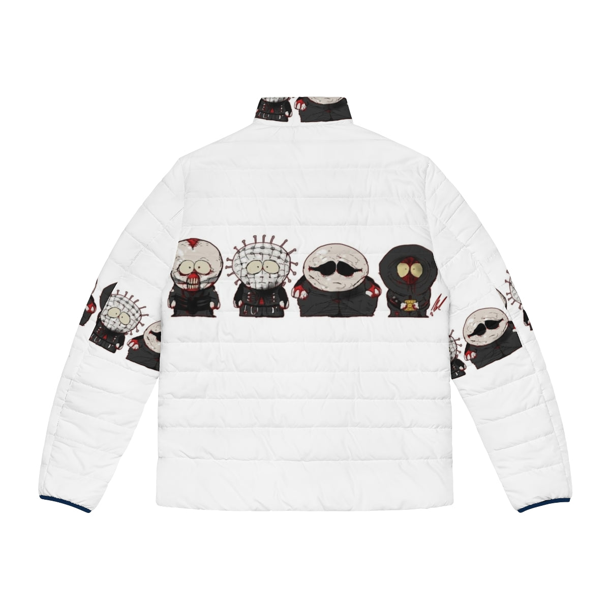 Helldudes Puffer Jacket with Southpark and Hellraiser inspired design - Back