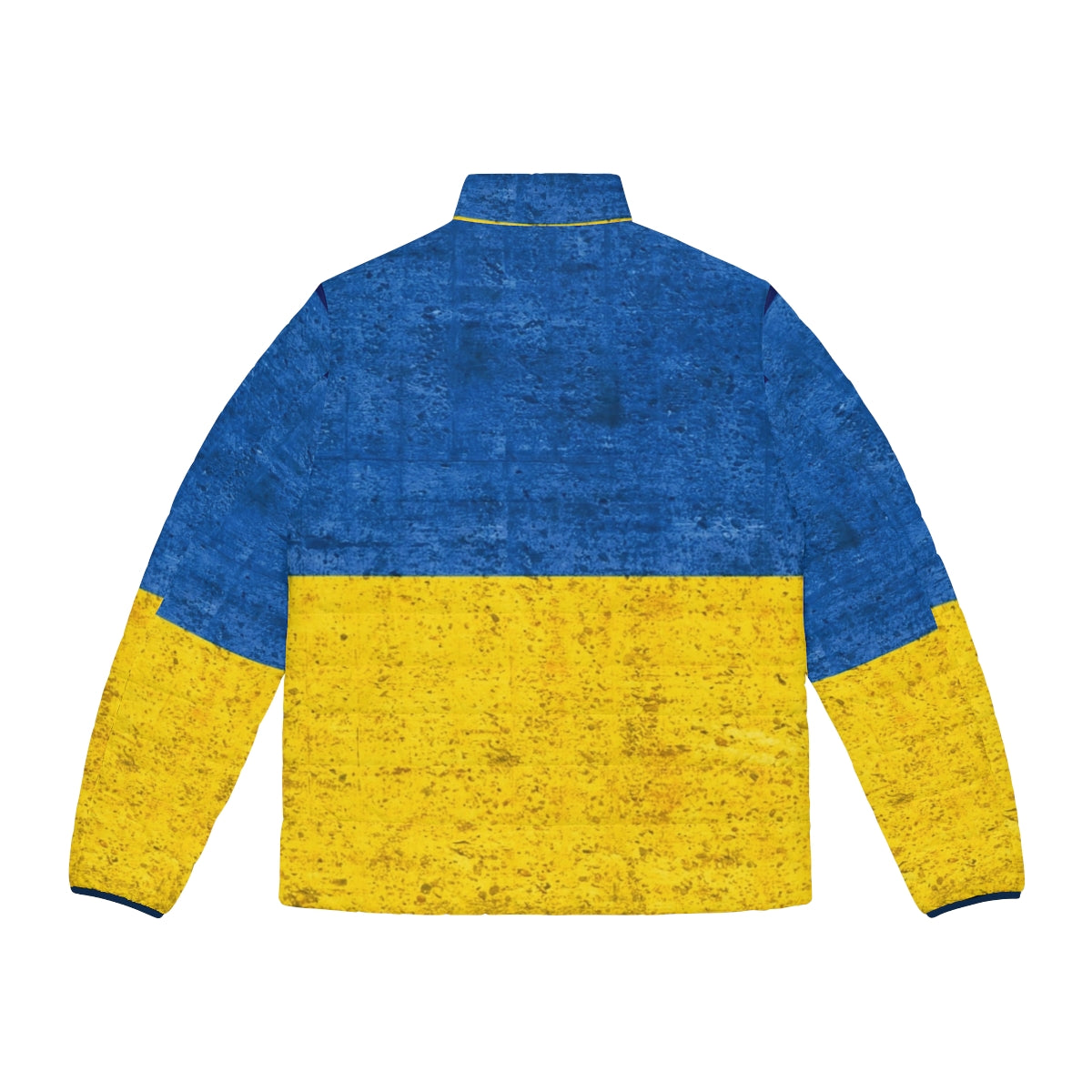 Ukrainian flag puffer jacket with blue and yellow colors - Back