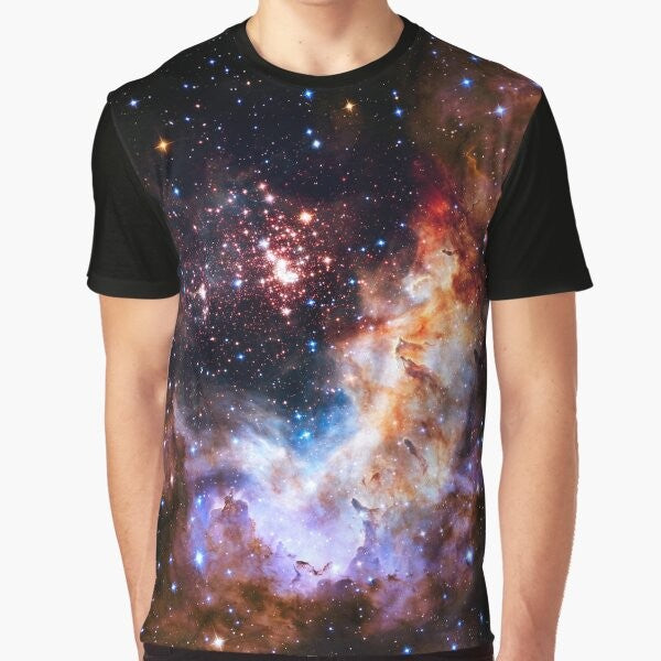 Graphic t-shirt featuring the Westerlund 2 nebula, a stunning cosmic formation in the galaxy