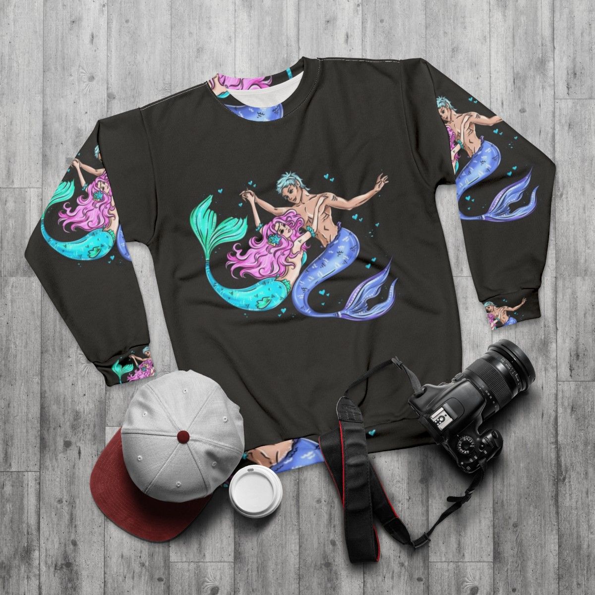 Mermaids in Love Hobbies Sweatshirt - flat lay