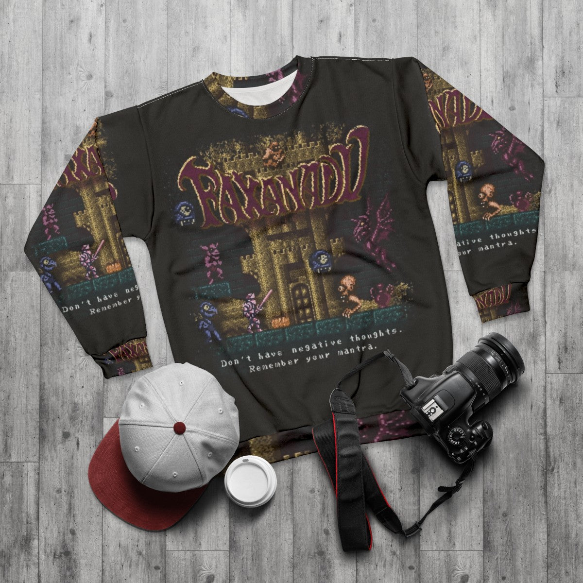 Remember Your Mantra 8-bit Retro Gaming Sweatshirt - flat lay