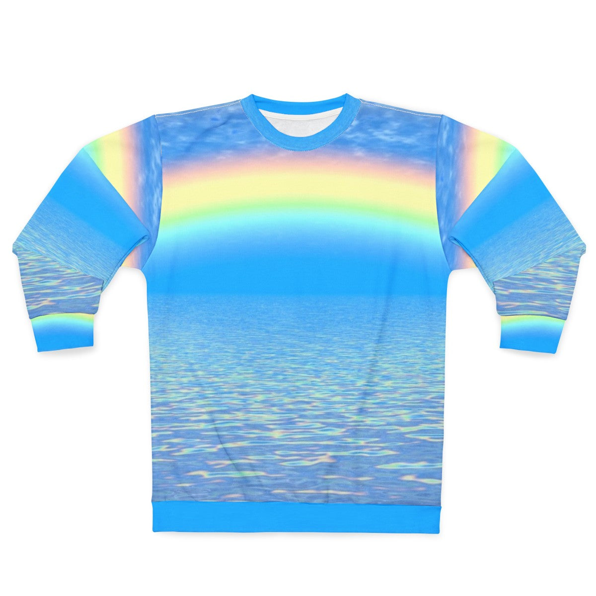 Colorful rainbow sweatshirt with abstract patterns