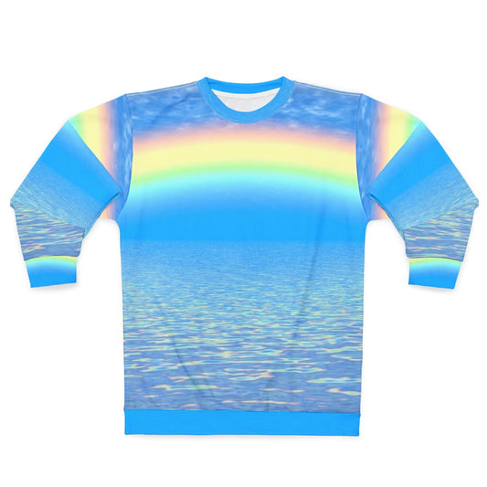 Colorful rainbow sweatshirt with abstract patterns