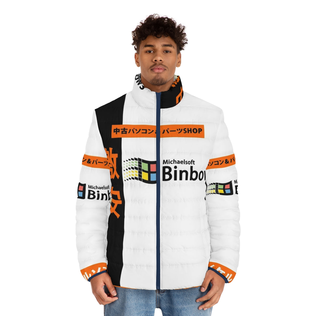 Michaelsoft Binbows Drip Puffer Jacket, a meme-inspired streetwear piece for the hypebeast fashion enthusiast - men front