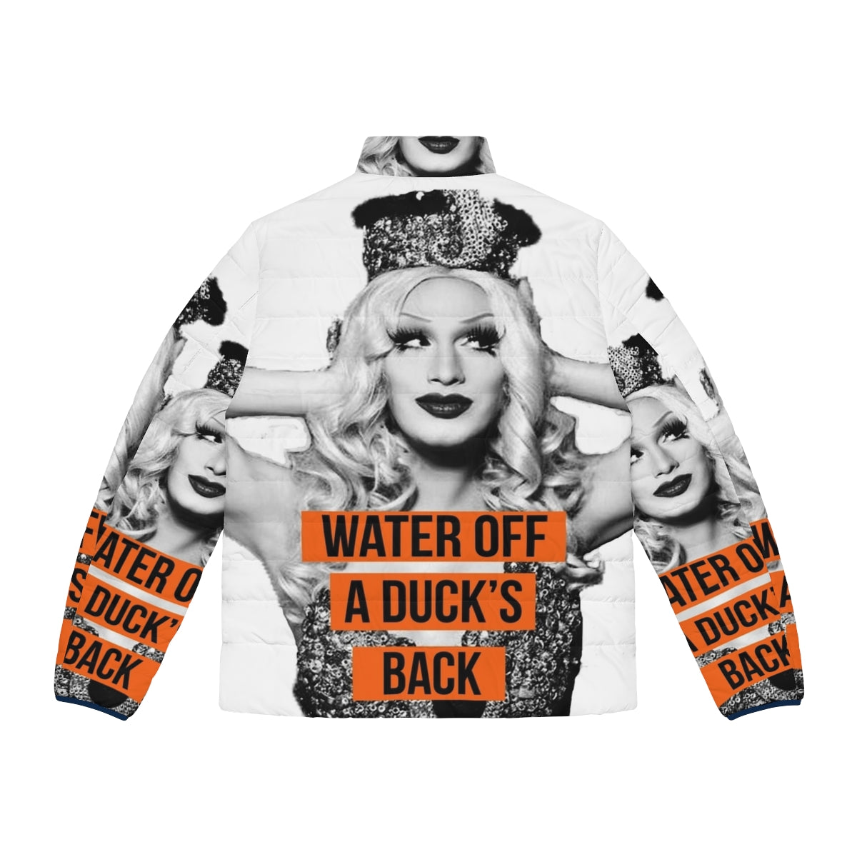 A water repellent puffer jacket for drag race fans - Back