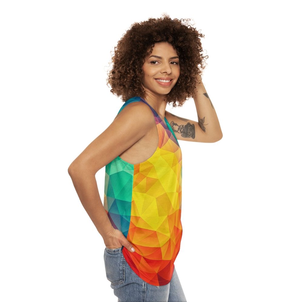 Colorful abstract geometric unisex tank top - women side