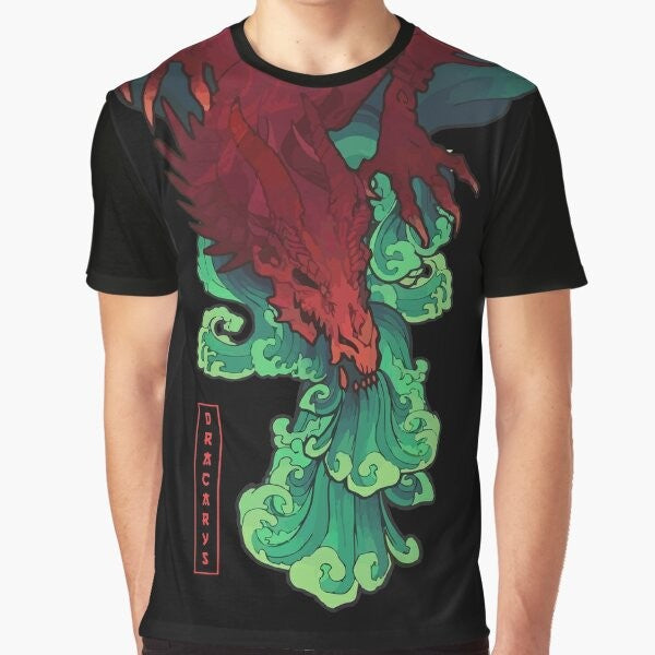 Japanese-style Dracarys graphic t-shirt featuring a dragon design for Game of Thrones fans