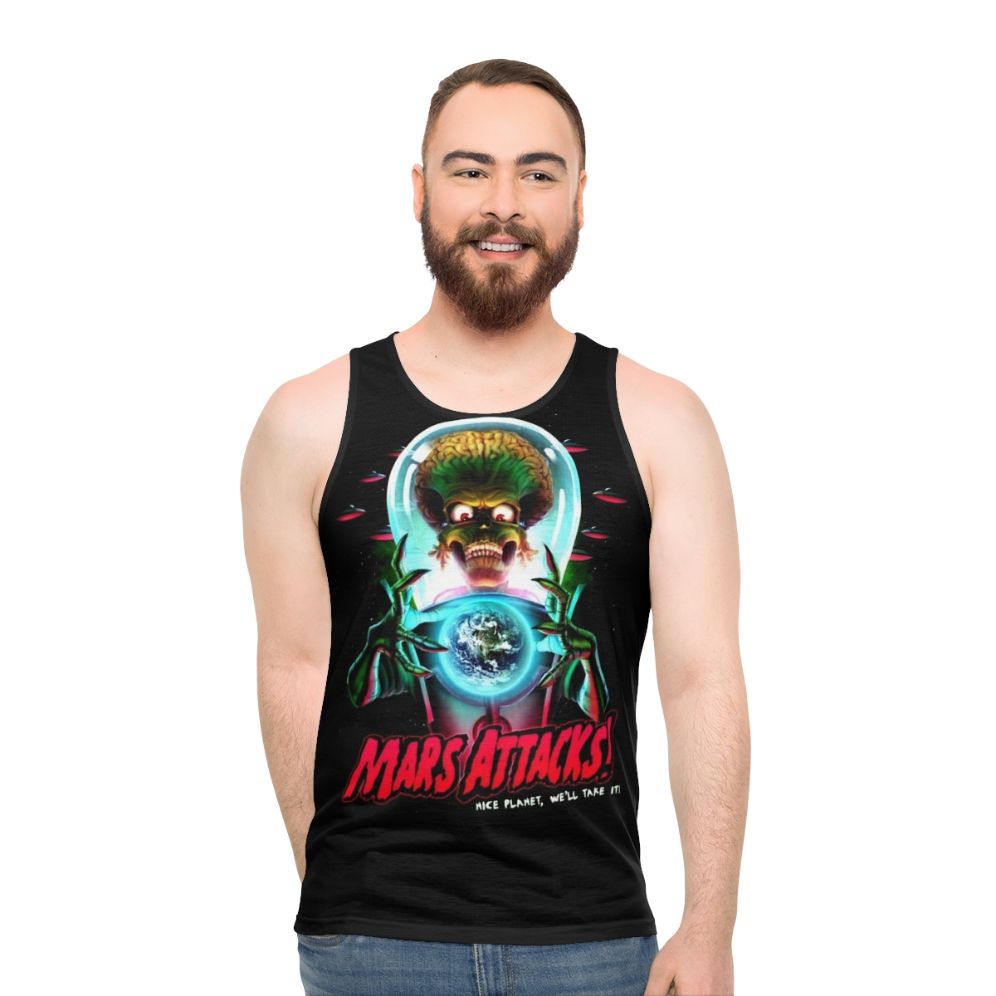 Mars Attacks Unisex Tank Top featuring Retro Alien Design - men