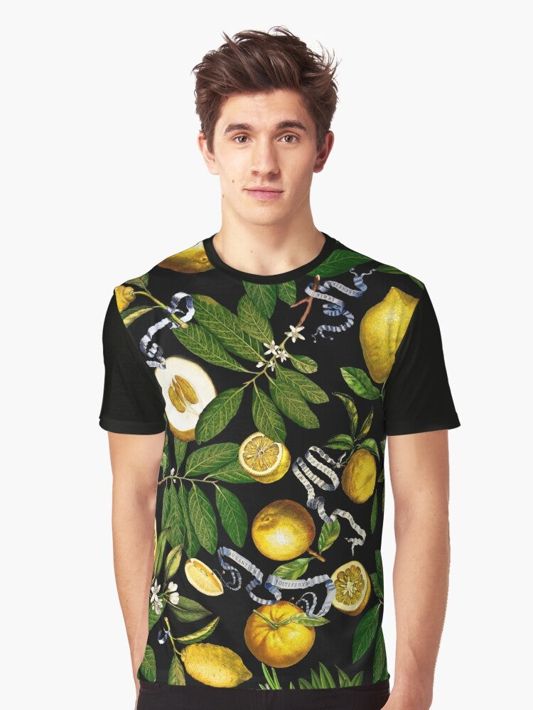 Lemon tree graphic design on a black t-shirt - Men