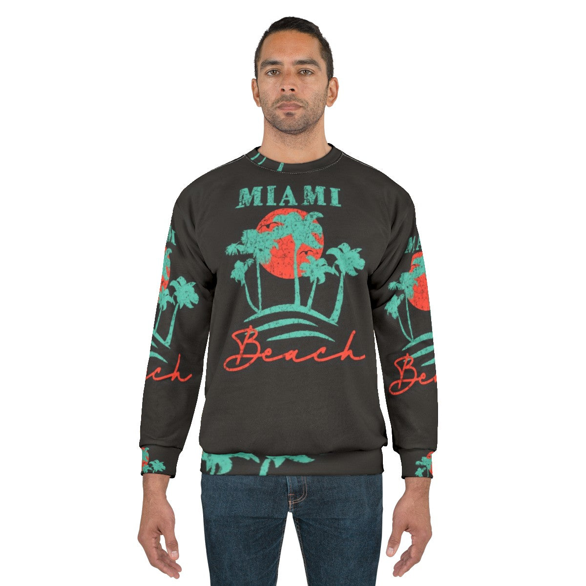 Vintage Miami Beach Retro Distressed Sweatshirt - men