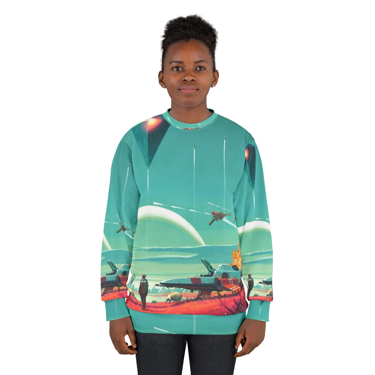 No Man's Sky Horizon Sweatshirt featuring space exploration and gaming graphics - women