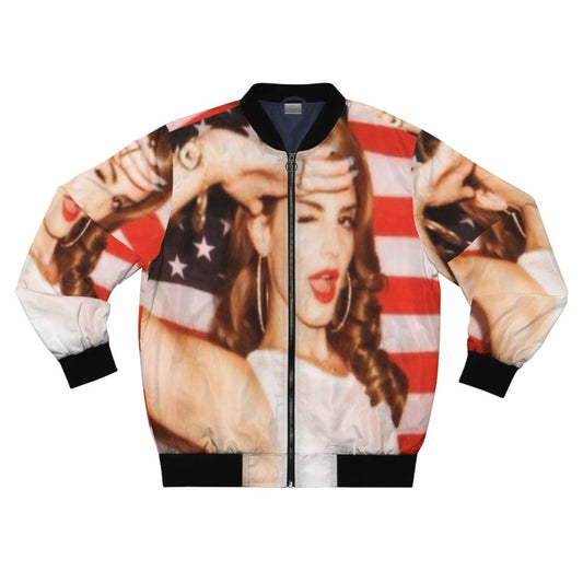 Lana Del Rey inspired bomber jacket featuring the American flag design