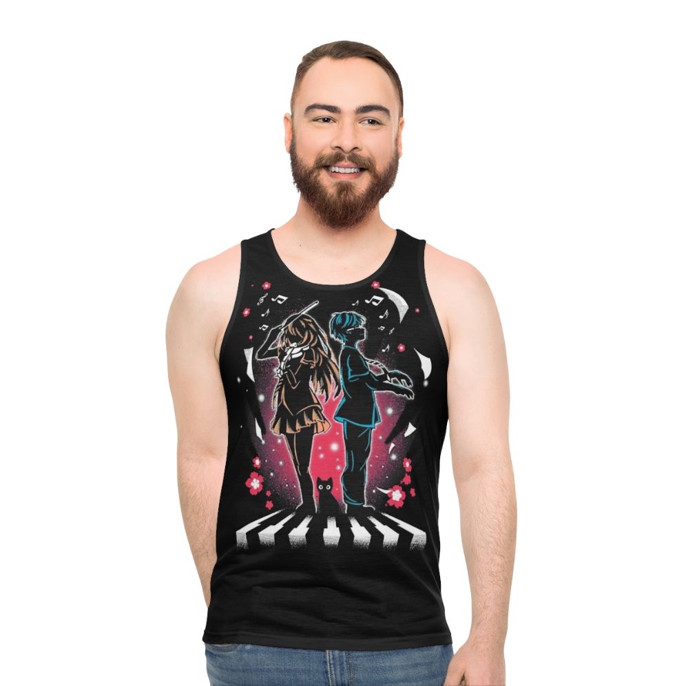 Anime tank top featuring characters from the popular anime series "Your Lie in April" - men