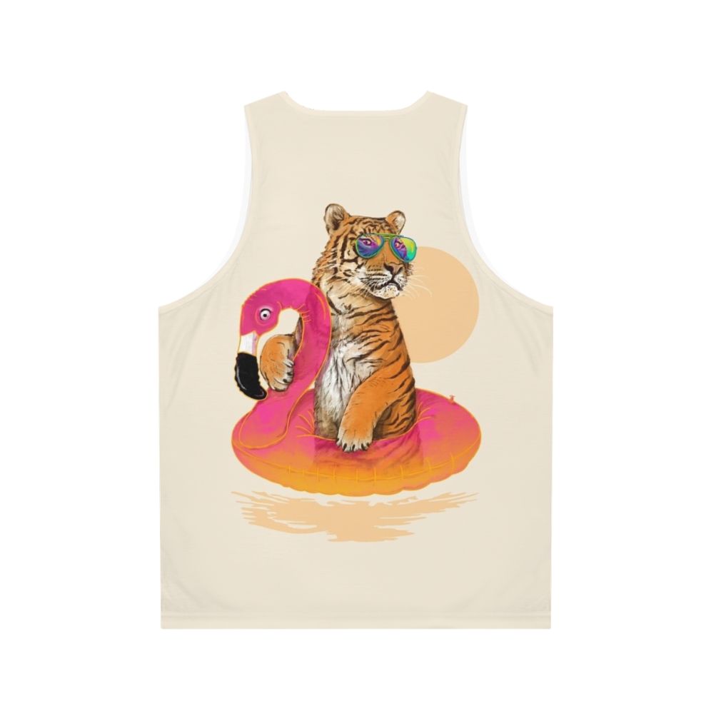 Tropical flamingo and tiger unisex tank top - Back