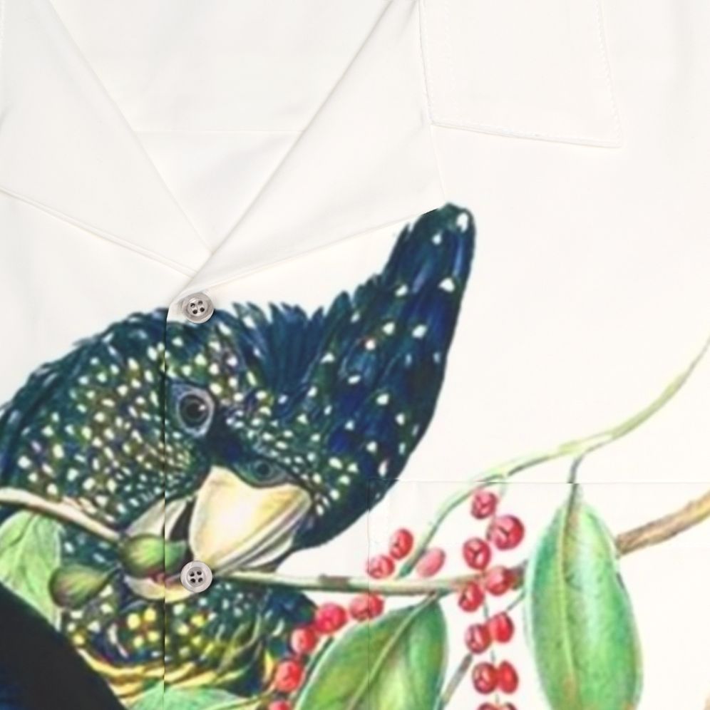 Australian Banksian Black Cockatoo Hawaiian Shirt - Detail