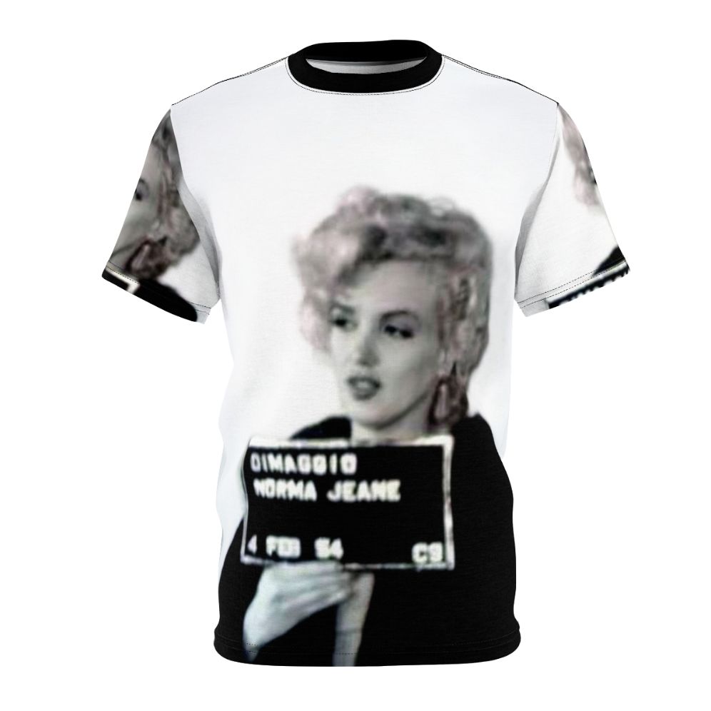 Vintage inspired t-shirt featuring an iconic mugshot of the famous blonde actress Marilyn Monroe