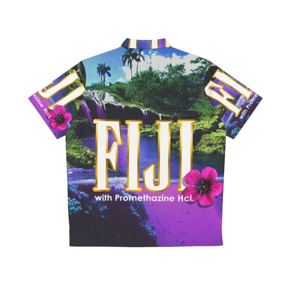 Vibrant Purple Hawaiian Shirt with Psychedelic Landscape Design - Back