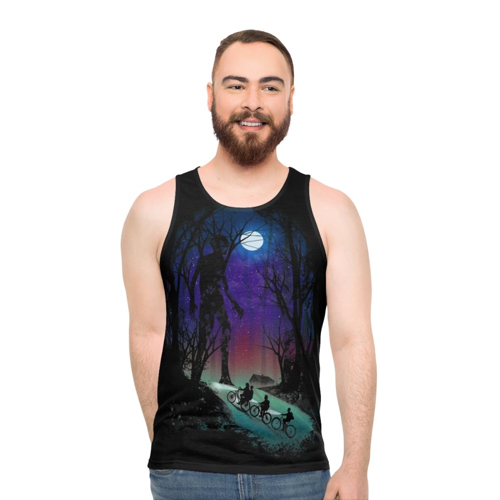 Unisex sci-fi and horror inspired Stranger In The Woods tank top - men