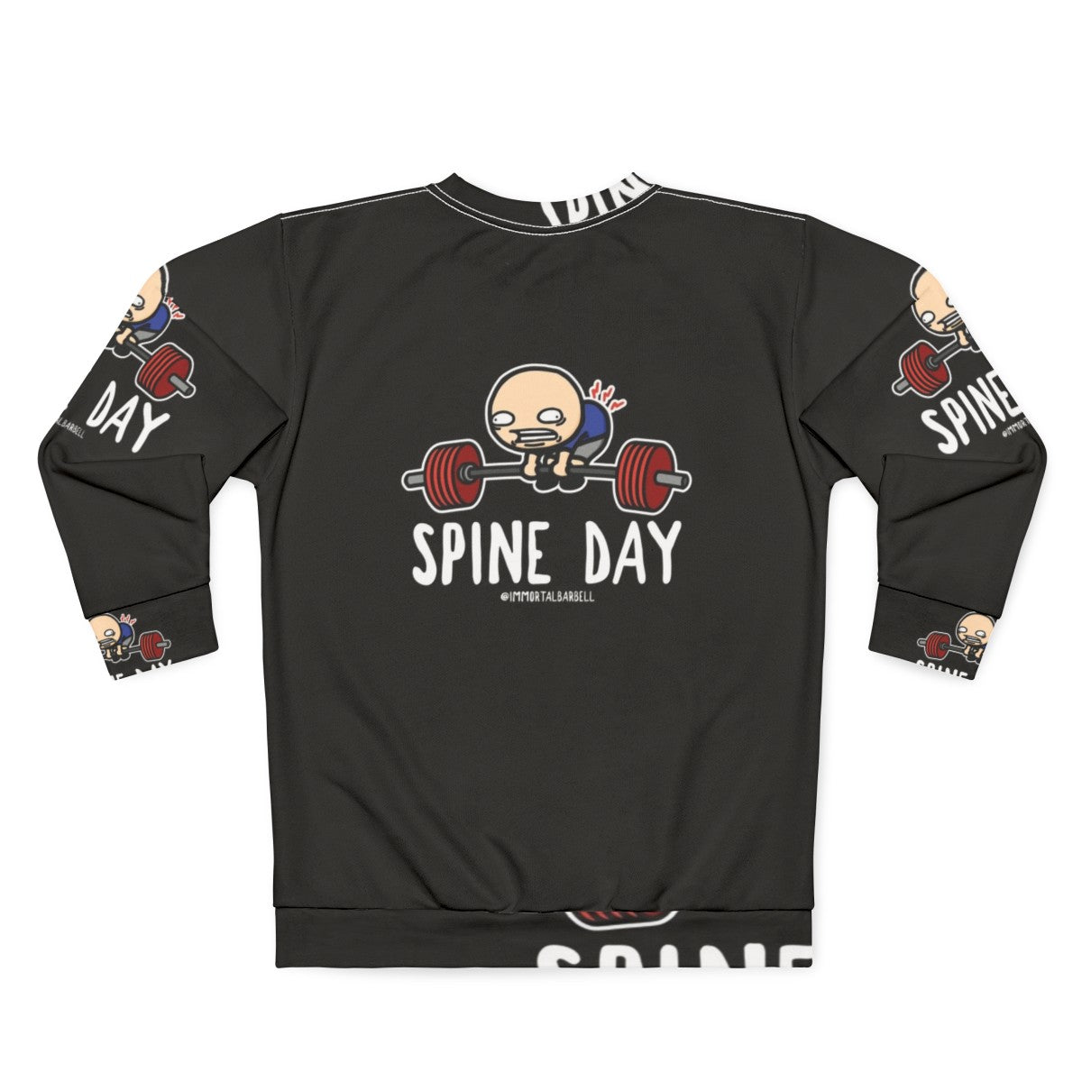 Spine Day Sweatshirt with Fitness and Bodybuilding Graphic - Back