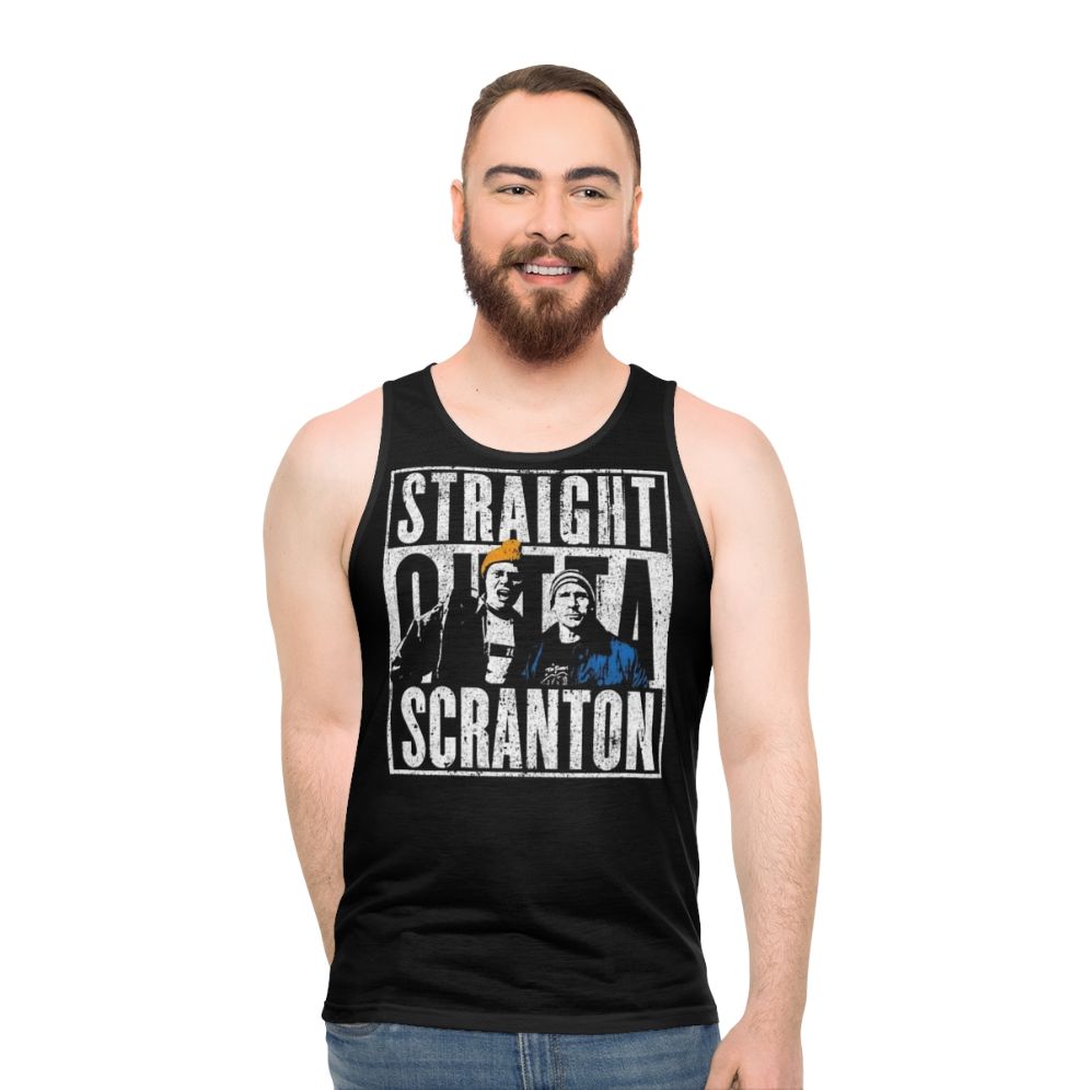 Straight Outta Scranton Lazy Scranton Unisex Tank Top featuring The Office characters - men