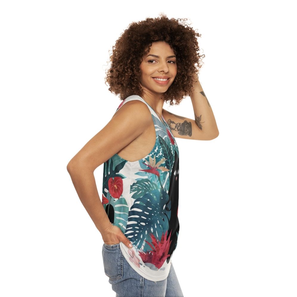 Unisex Hawaiian Floral Tank Top - women side