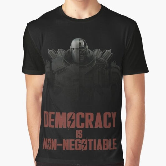 Fallout Liberty Prime Democracy is Non-Negotiable Graphic T-Shirt