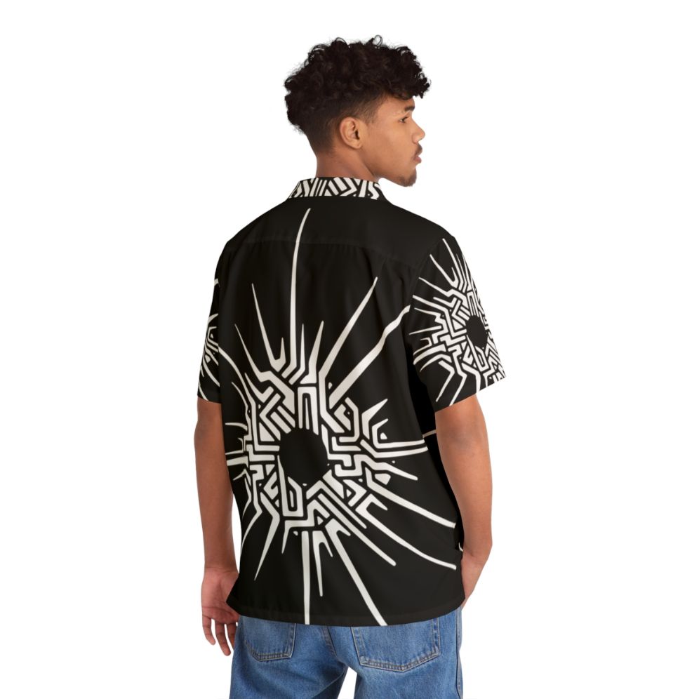 Outer Wilds inspired white Hawaiian shirt with Eye of the Universe symbol - People Back