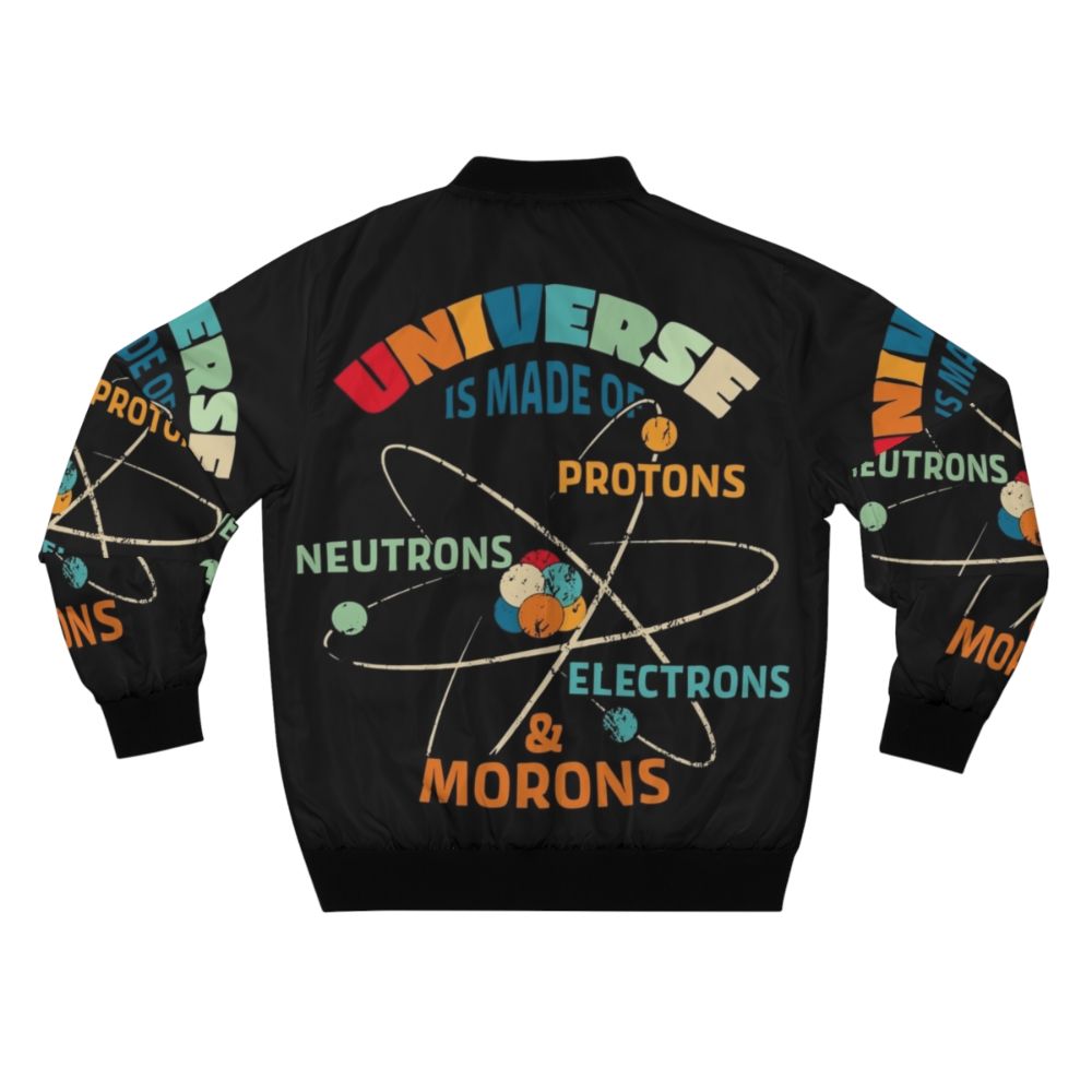 Bomber jacket featuring periodic table elements and science humor puns - Back