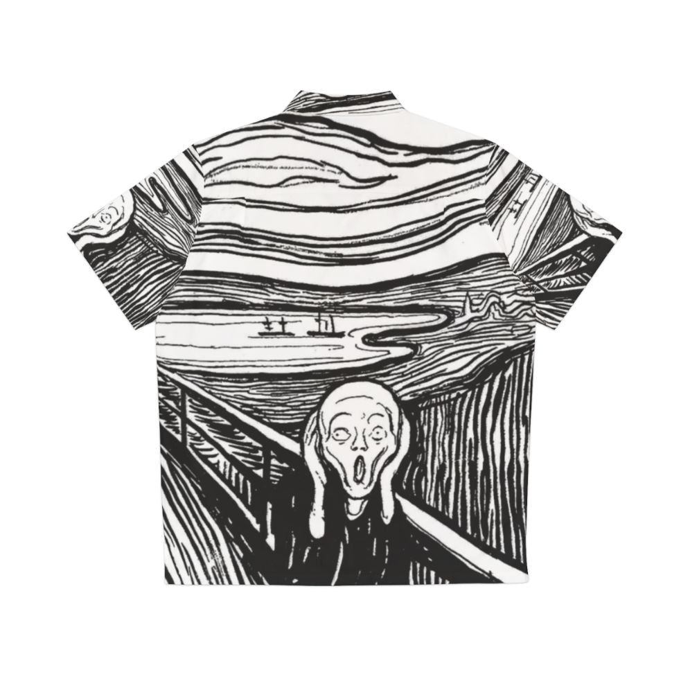 Edvard Munch The Scream Black and White Hawaiian Shirt - Back