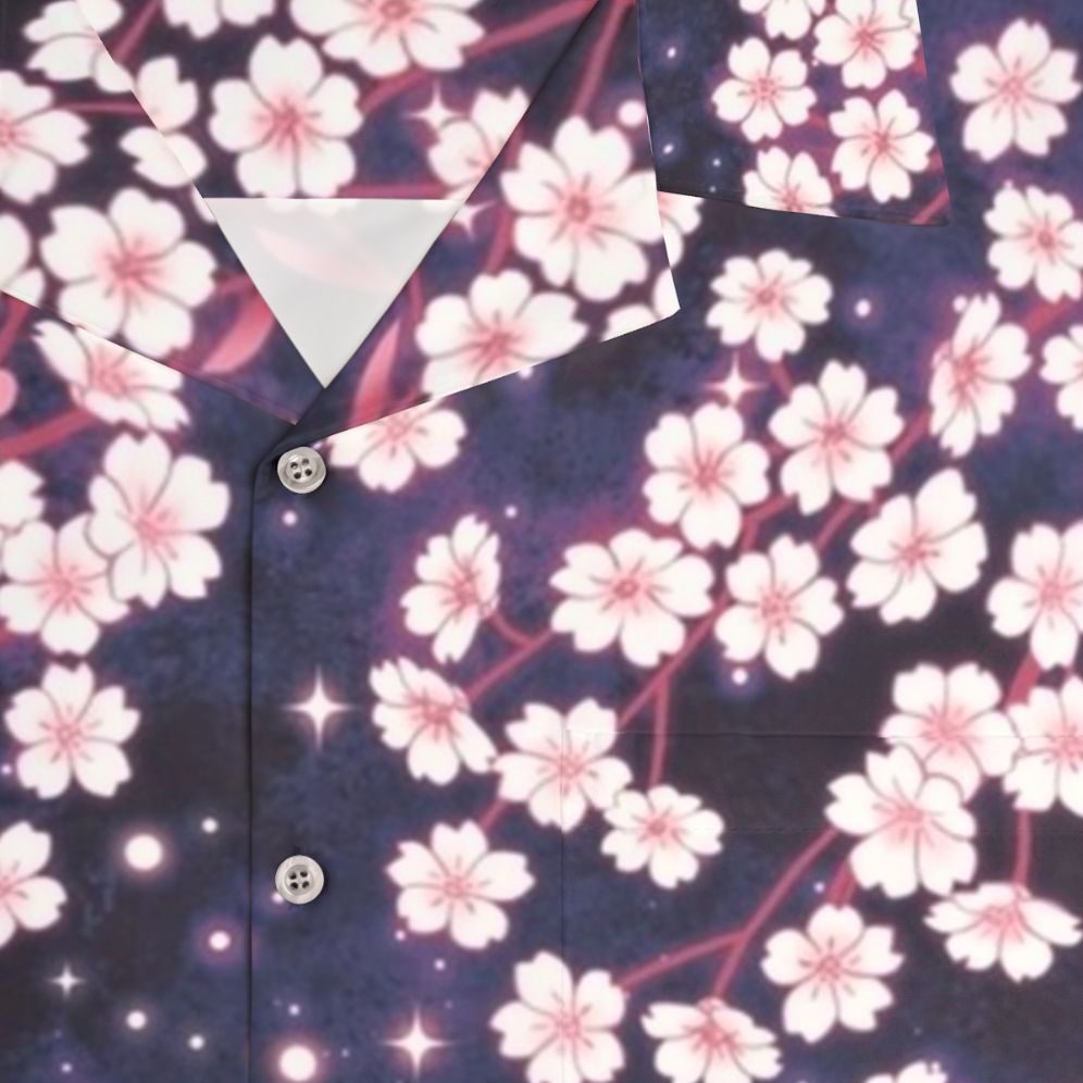 Celestial Sakura Galaxy Pattern Hawaiian Shirt - Detail