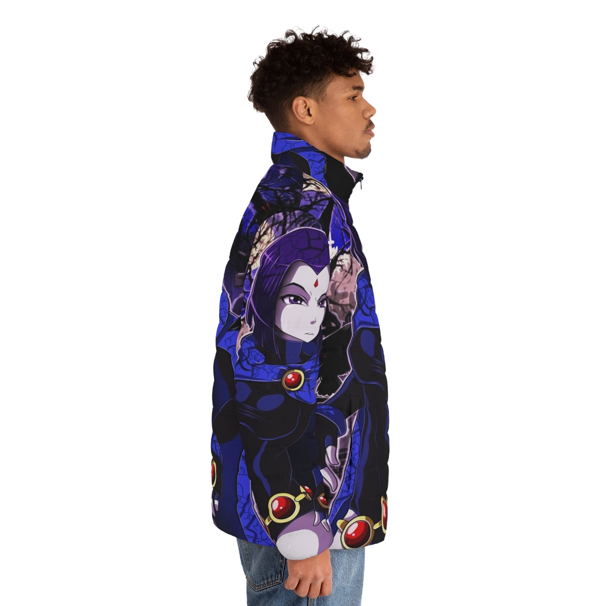 Raven Puffer Jacket for Superhero Fans - men side right