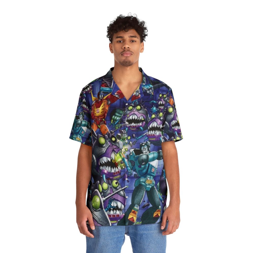 Retro Transformers Demolition Derby Hawaiian Shirt - People Front