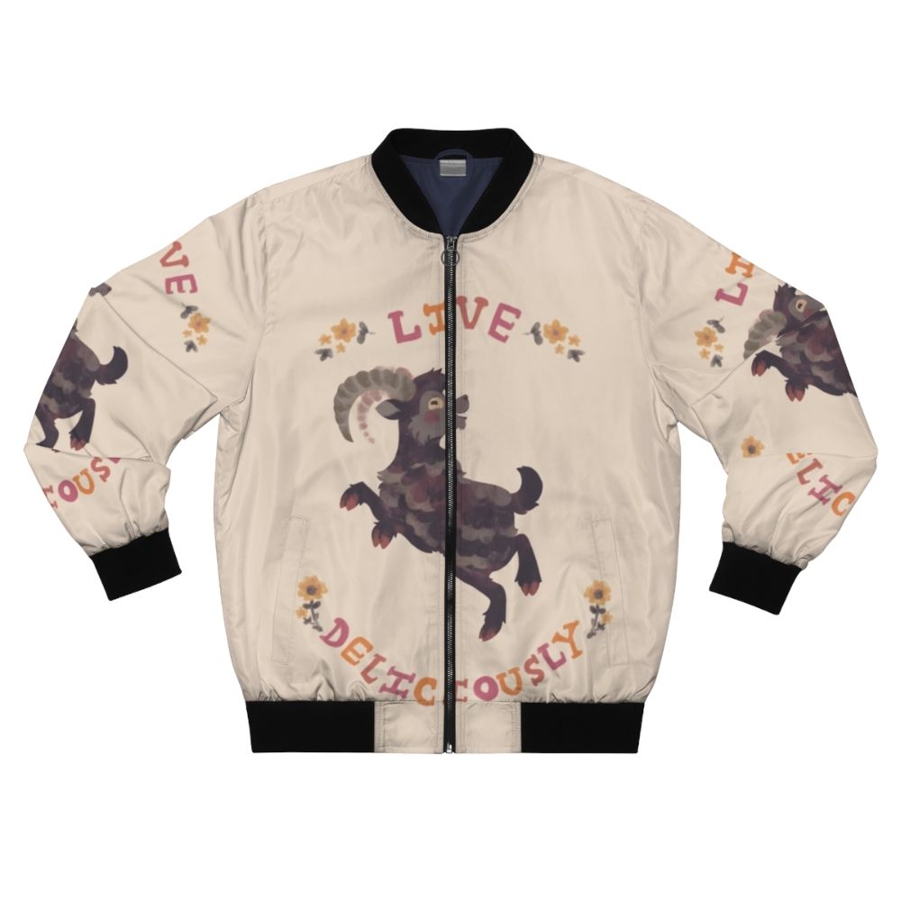 Deliciously bomber jacket with witch and black phillip goat design