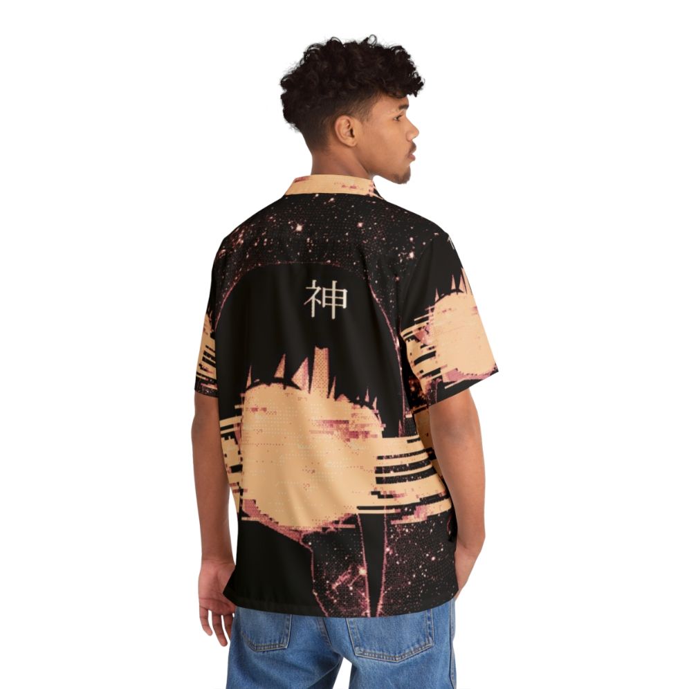 Cosmic Glitch Hawaiian Shirt featuring outer space and glitch art design - People Back