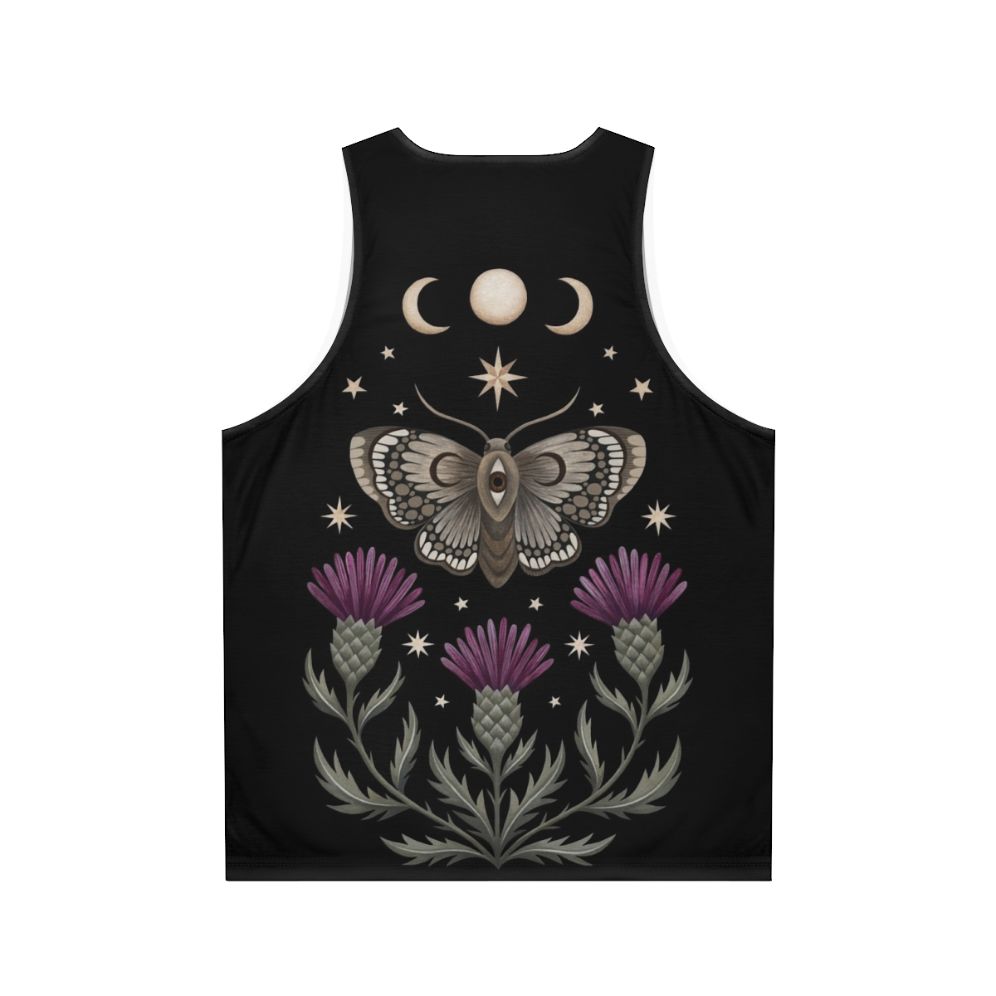 Unisex tank top with celestial moth and thistle design - Back